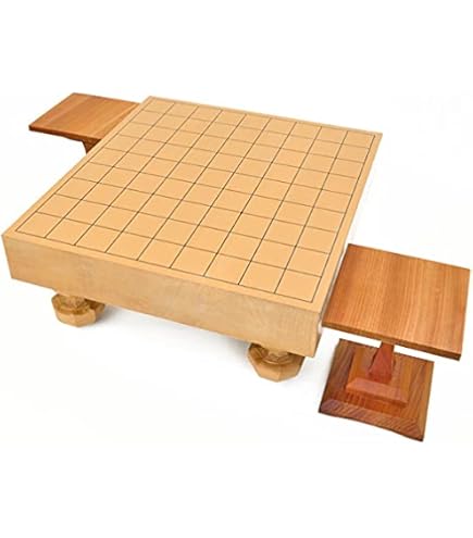 Amazon | 新かや3寸足付将棋盤セット 木製将棋駒黄楊上彫 駒台 将碁屋